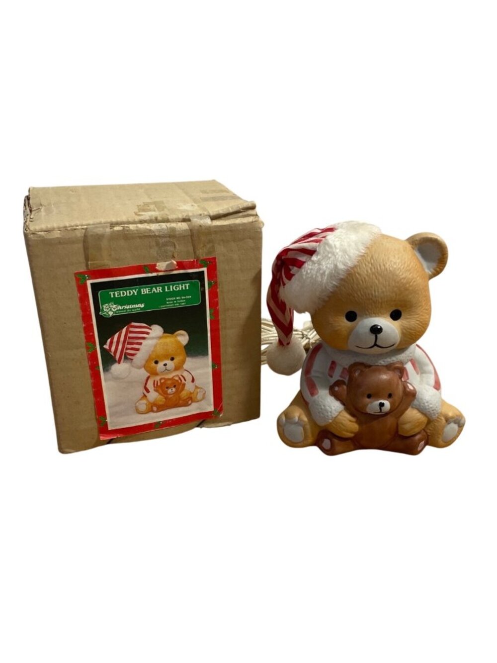 Vtg Christmas Around the World Teddy Bear Light Striped Hat Orig Box 1987 Taiwan